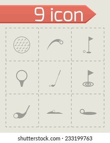 Vector golf icon set on grey background