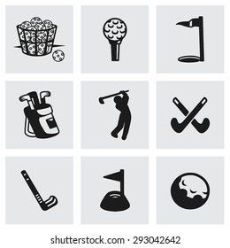 Vector golf icon set on grey background