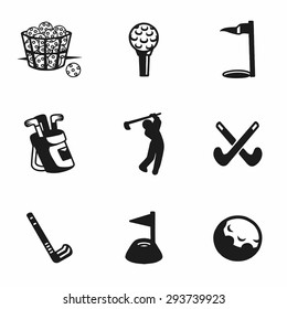 Vector golf icon set on white background