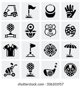 Vector Golf icon set on grey background
