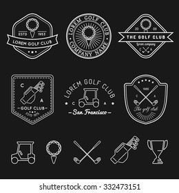 Vector golf logo set. Sports club linear illustrations collection for icons, badges and labels. 