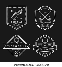 Vector golf logo set. Sports club linear illustrations collection for icons, badges and labels. 