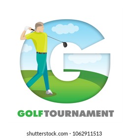 The vector of golf player in trendy flat style isolated on white background. 