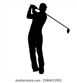 The vector of golf player in trendy flat style isolated on white background. Perfect symbol for your web site design, logo, app, UI. Vector illustration, EPS.