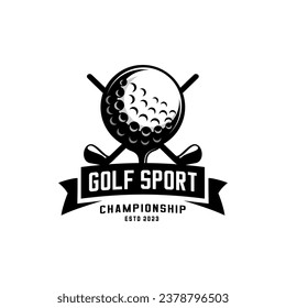 logotipo de deportes de golf vectorial, golf de pelota