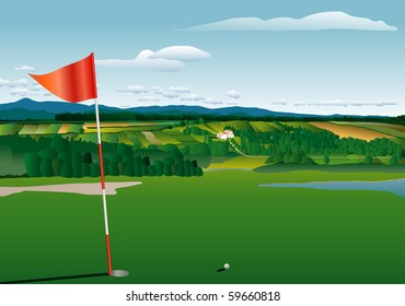 vector golf terrain with agricultural landscape