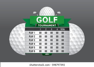 Vector Of Golf Tournament With Player And Scoreboard.