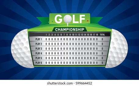 Vector Of Golf Tournament With Player And Scoreboard.