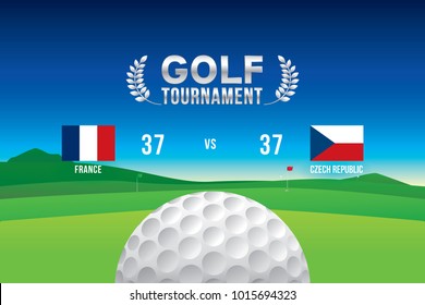 Vector Of Golf Tournament With Scoreboard.