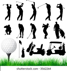 Vector Golfer Silhouettes.