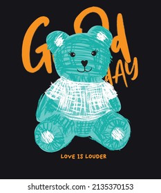 Vector  good day hand drawing bear illustration art