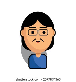 Vector Good Father With Thin Mustache And Wearing Glasses, Simple Vector