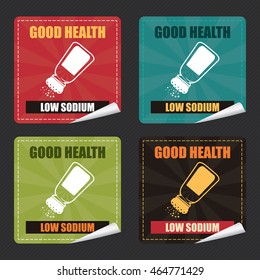 Vector : Good Health Low Sodium on Square Peeling Sticker