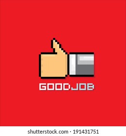 vector good job vector icon pixel art style.