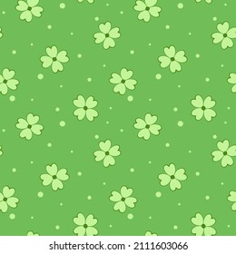 Vector - Buena suerte de hojas de Clover (4 hojas, shamrock) sobre fondo verde. Día de San Patricio, temporada de primavera. Se puede usar para imprimir, papel, tela, envoltura.