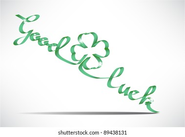 Vector Good luck wish made from a ribbon, place for a text