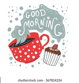 Vector "Good morning" card.