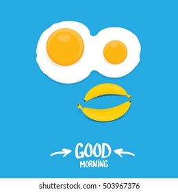 vector good morning funny concept vector background. Good morning smile made from banana and fried egg