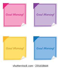 Vector - good morning message on color paper note