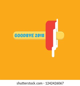 vector goodbye 2018 year vector concept illustration with melt ice cream isolated on orange. End of the year background or poster