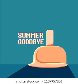vector goodbye summer vector concept illustration with melt ice cream . End of summer background