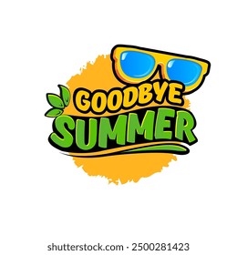 vector goodbye summer concept illustration with vintage orange summer sunglasses isolated on white. End of summer label, sticker , icon, logo and creative poster design template