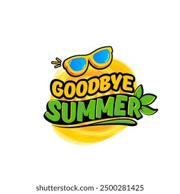 vector goodbye summer concept illustration with vintage orange summer sunglasses isolated on white. End of summer label, sticker , icon, logo and creative poster design template
