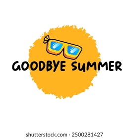 vector goodbye summer concept illustration with vintage orange summer sunglasses isolated on white. End of summer label, sticker , icon, logo and creative poster design template