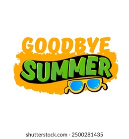 vector goodbye summer concept illustration with vintage orange summer sunglasses isolated on white. End of summer label, sticker , icon, logo and creative poster design template