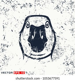 vector goose head on grunge background