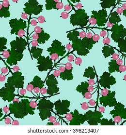 Vector gooseberry seamless pattern. Vector gooseberry vintage background. Tender berry background.  EPS 10
