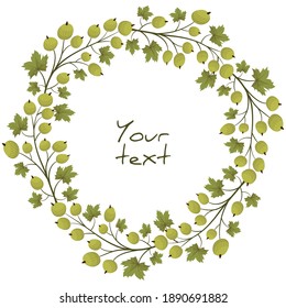 Vector gooseberry wreath; marco de berry para tarjetas de felicitación, invitaciones, afiches, banners.