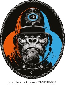 Vector Gorilla head in police cap