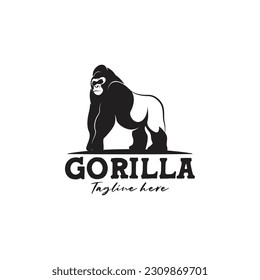 silueta de logotipo de gorila vectorial, ilustración vectorial