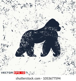 vector gorilla silhouette on grunge background