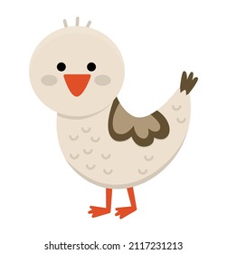 Vector gosling icon. Cute cartoon little goose illustration for kids. Farm baby bird isolated on white background. Colorful flat animal picture for children
