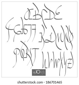 Vector gothic alphabet.Vector illustration.