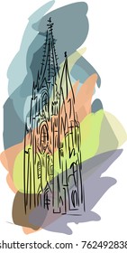 Vector with gothic cathedral