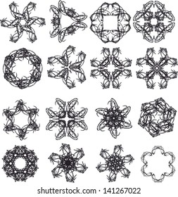 Vector Gothic elements - flowers and frames