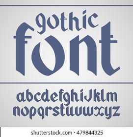 Vector gothic handwritten font. Vintage vector font