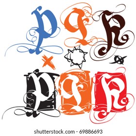 vector gothic letter p-q-r