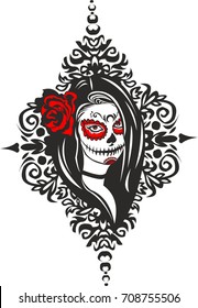 Vector gotic girl Santa Muerte 