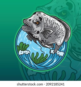Mascota del depredador del logotipo de la ilustración del pez Gourami vector