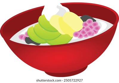 vector of goyobod : a very delicious dessert made from coconut milk and fruit, Indonesia cuisine