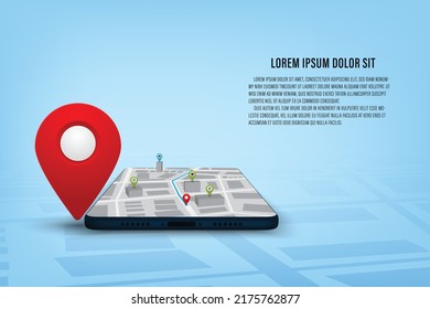 Vector GPS mobile application concept. Navigation with smart phone design for web banner.