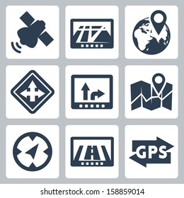 Vector GPS and navigation icons set