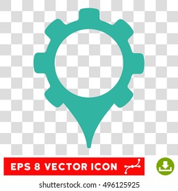 Vector GPS Settings EPS vector pictograph. Illustration style is flat iconic cyan symbol on a transparent background.