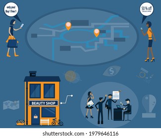 Tecnología de vectores gps y marketing en línea, concepto de diseño plano - Ilustración vectorial
Vector; Marketing en línea;Big data; Datos;técnica GPS
