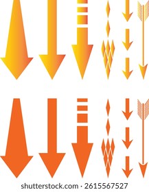Vector Gradiant orange and Yellow Arrow Icons – Bold, Geometric, and Directional Graphic Elements for Web and Design Projects
