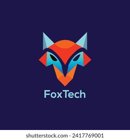 Logotipo de la empresa de tecnología abstracta de gradiente vectorial